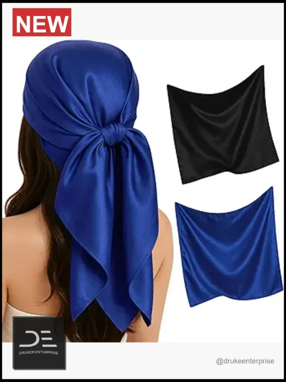 Satin Square Scarf 2 Pack 35 Inch Hair Wrap Bandana